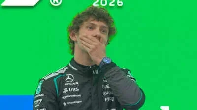 Kimi Antonelli breaks down after winning Chinese Grand Prix, Lewis Hamilton joins him on podium: âI'm so happy for youâ